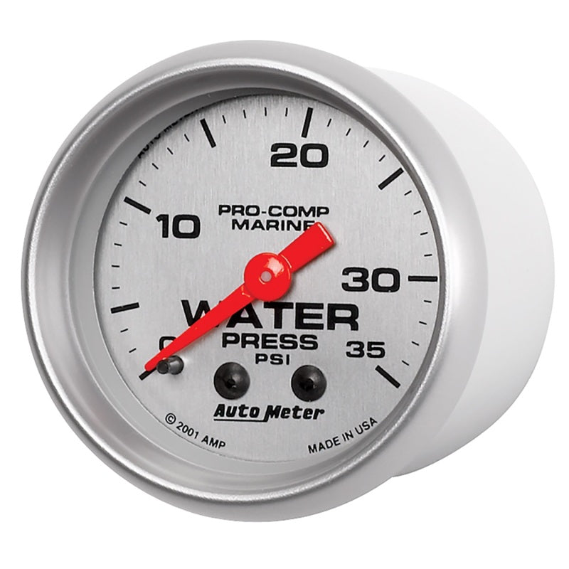 Autometer Marine Silver 2-1/16in 35 PSI Mechanical Water Pressure Gauge-thumbmail-3