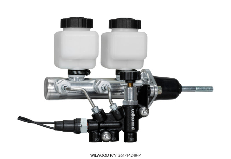 Wilwood Tandem Remote M/C Kit w L/H Brkt & Prop Valve - 7/8in Bore Ball Burnished-W/Pushrod-thumbmail-1