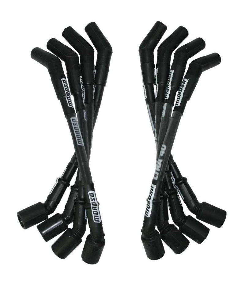 Moroso GM LS Ultra 40 Custom Fit Sleeved Ignition Wire Set 12in 135 Deg Boots - Black-thumbmail-1