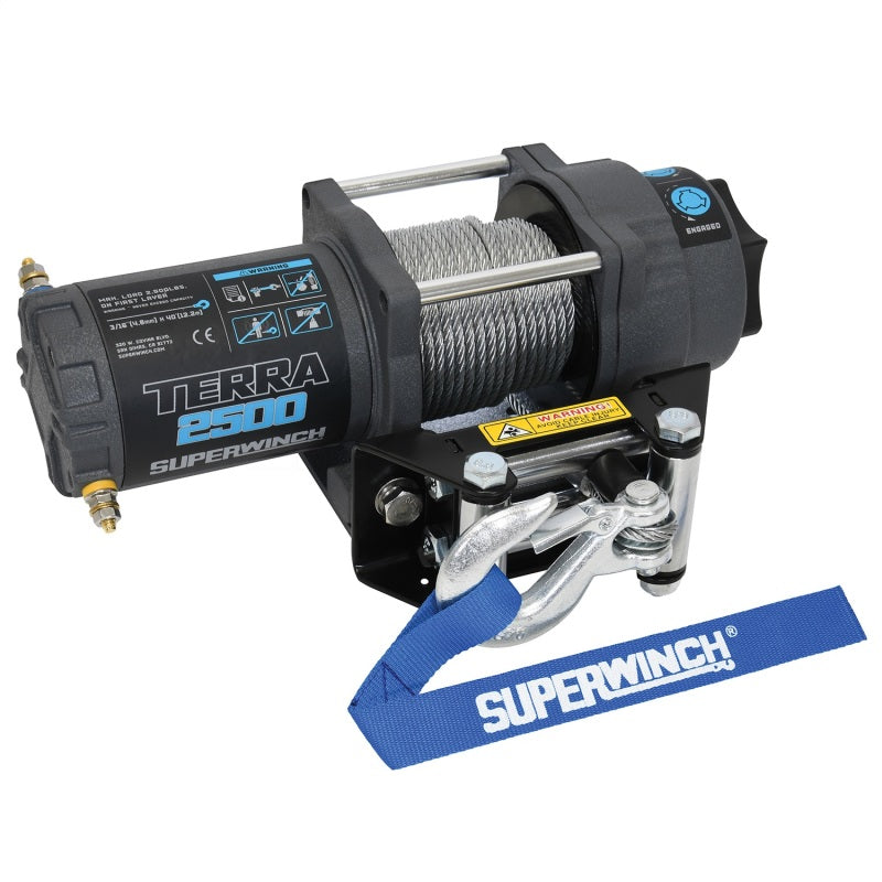 Superwinch 2500 LBS 12V DC 3/16in x 40ft Steel Rope Terra 2500 Winch - Gray Wrinkle-thumbmail-4