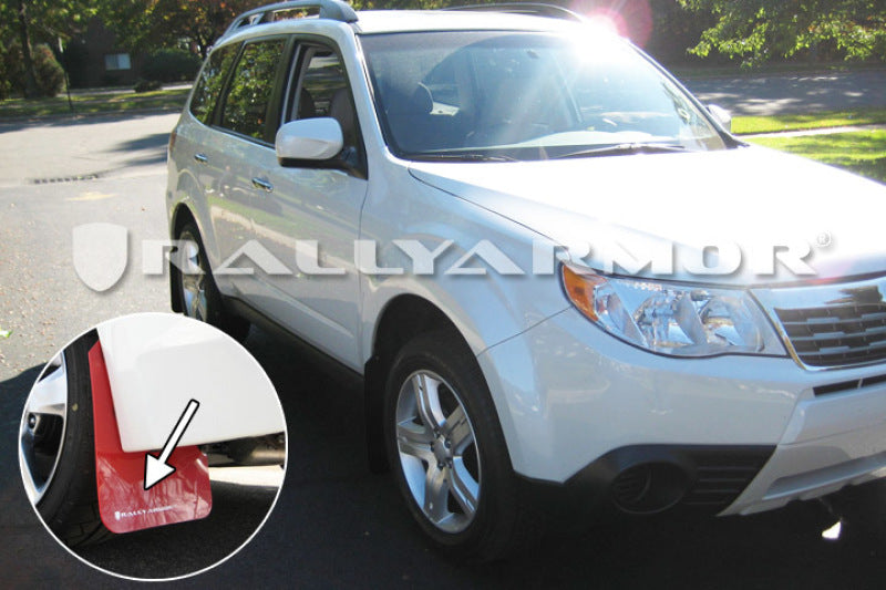 Rally Armor 09-13 Subaru Forester Red UR Mud Flap w/ White Logo-thumbmail-2