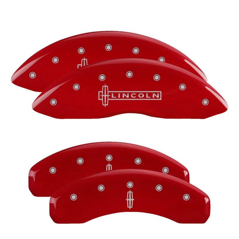 MGP 4 Caliper Covers Engraved Front & Rear Cursive/Cadillac Red finish silver ch-thumbmail-1
