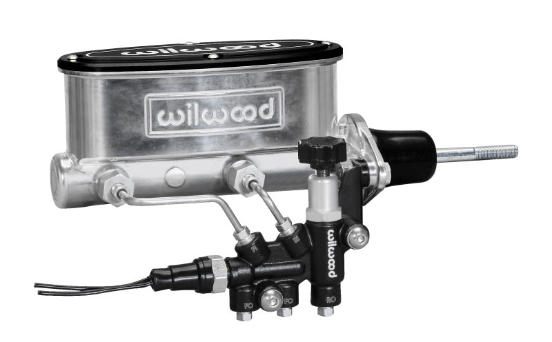 Wilwood HV Tandem M/C Kit w L/H Bracket & Prop Valve - 7/8in Bore Ball Burnished-W/Pushrod-thumbmail-1