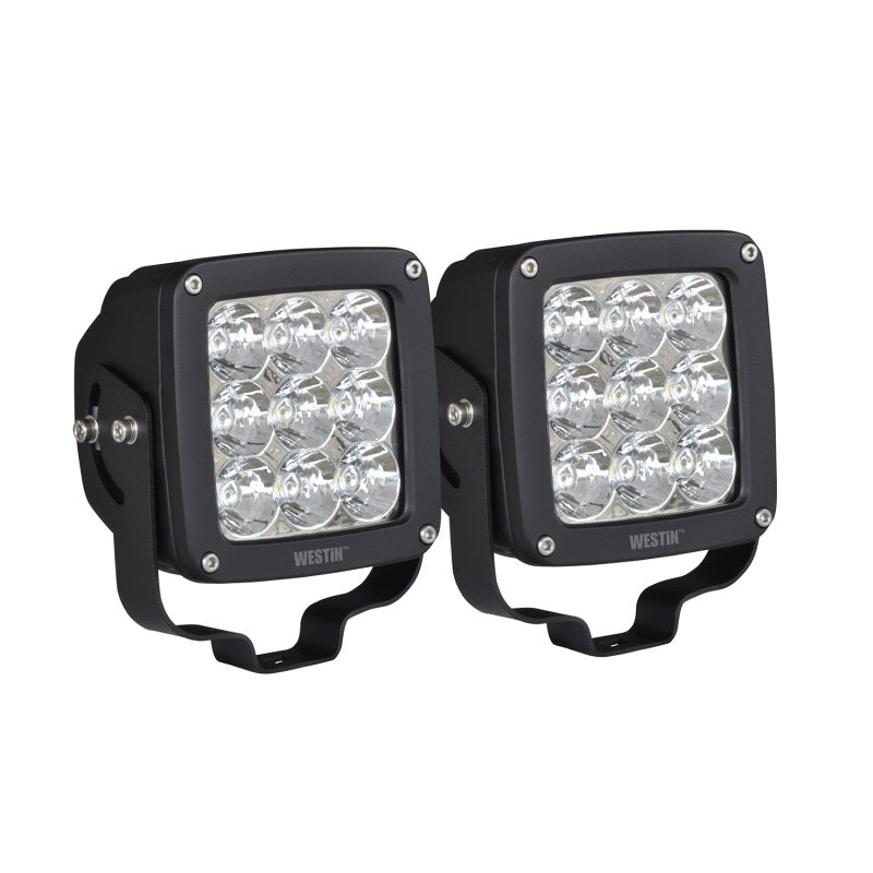 Westin Axis LED Auxiliary Light 4.5 inch x 4.5 inch Square Flood w/3W Osram (Set of 2) - Black-thumbmail-1