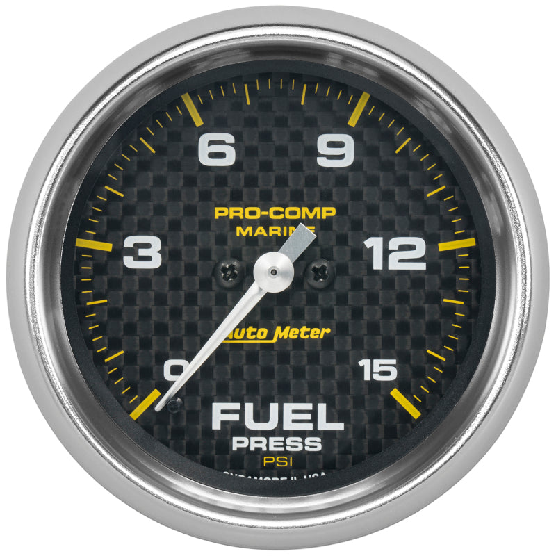 Autometer Marine Carbon Fiber 2-5/8in 15 PSI Digital Stepper Motor Fuel Pressure Gauge-thumbmail-1