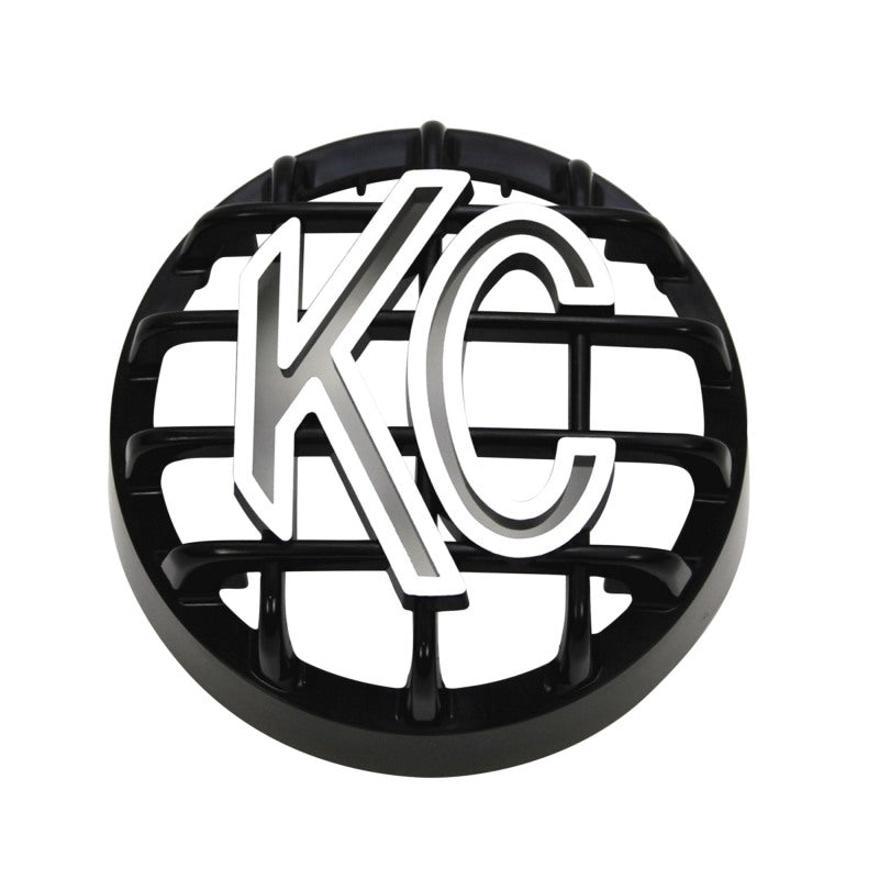KC HiLiTES 4in. Round ABS Stone Guard for Rally 400 (Single) - Black w/White KC Logo-thumbmail-1