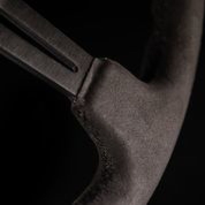 NRG Reinforced Steering Wheel (350mm / 3in. Deep) Black Leather w/ Alcantara Stitching-thumbmail-2