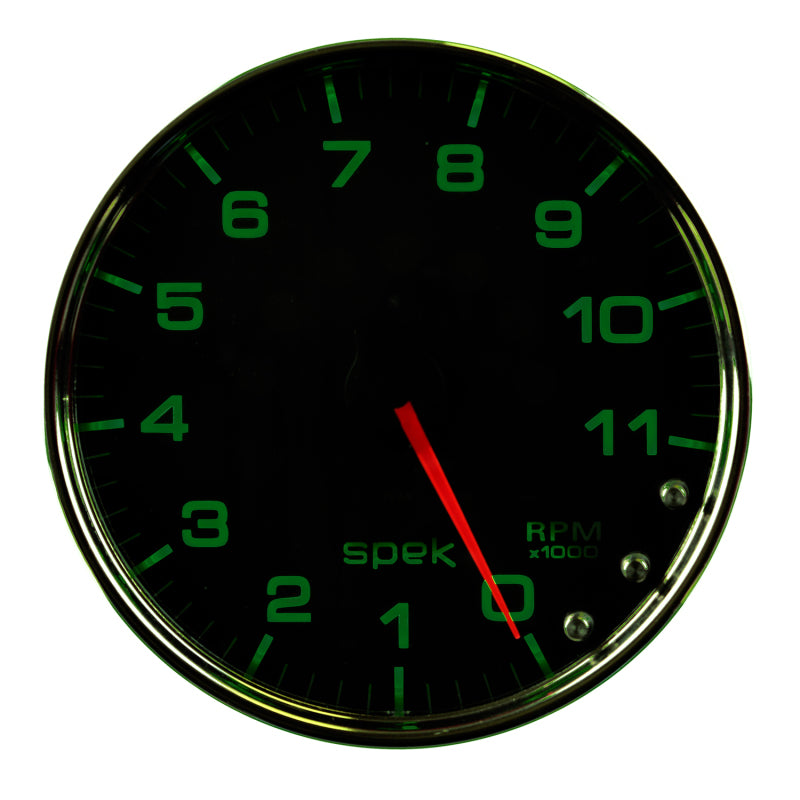 Autometer Spek-Pro Gauge Tachometer 5in 11K Rpm W/Shift Light & Peak Mem Black/Chrome-thumbmail-1