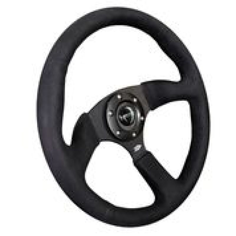 NRG Reinforced Steering Wheel (350mm / 2.5in. Deep)Blk Alcantara Comfort Grip w/4mm Matte Blk Spokes-thumbmail-2