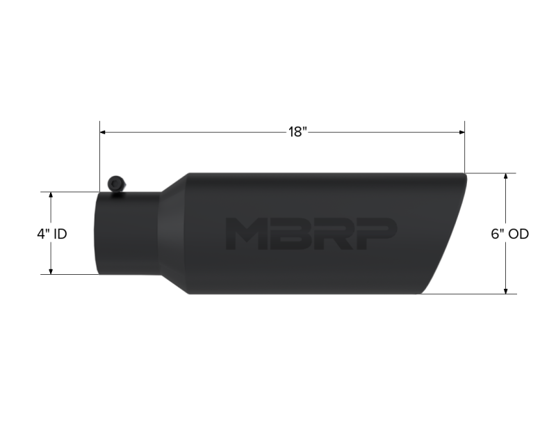 MBRP Universal Tip 6in OD Rolled End 4in Inlet 18in L Black Coated Exhaust Tip-thumbmail-4