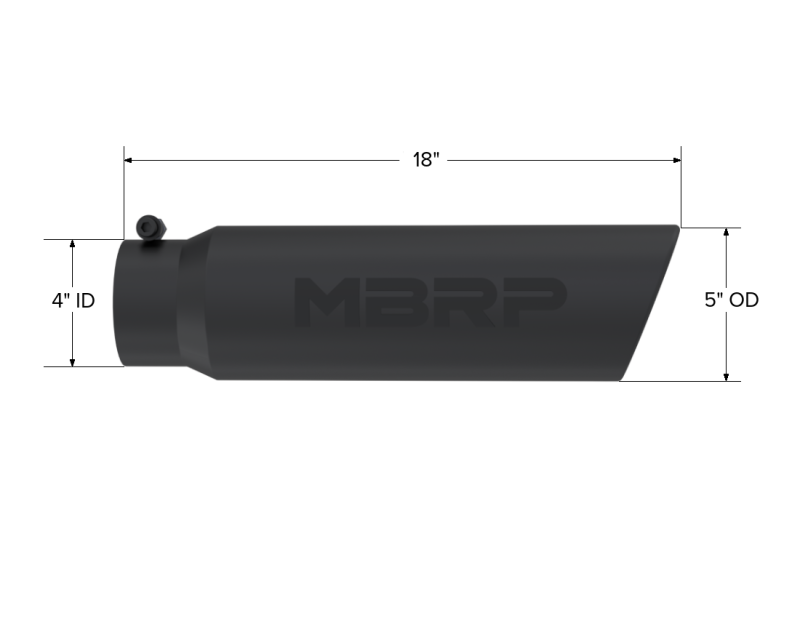 MBRP Universal 5in OD Angled Rolled End 4in Inlet 18in Lgth Black Finish Exhaust Tip-thumbmail-4