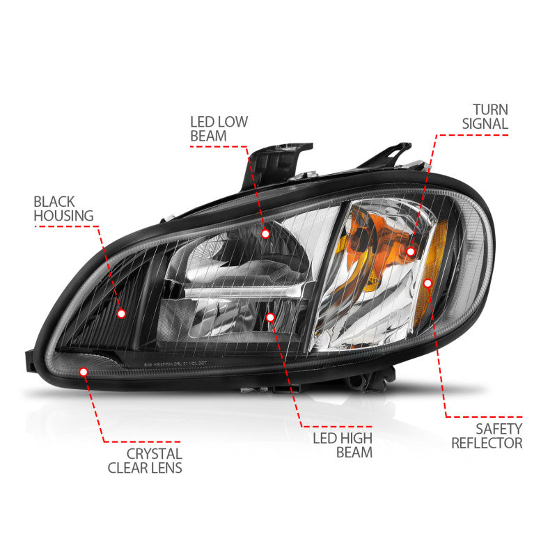 ANZO 2002-2014 Freightliner M2 LED Crystal Headlights Black Housing w/ Clear Lens (Pair)-thumbmail-4