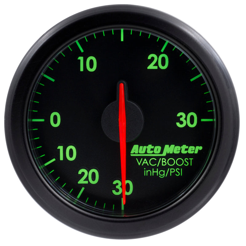 Autometer Airdrive 2-1/6in Boost/Vac Gauge 30in HG/30 PSI - Black-thumbmail-3