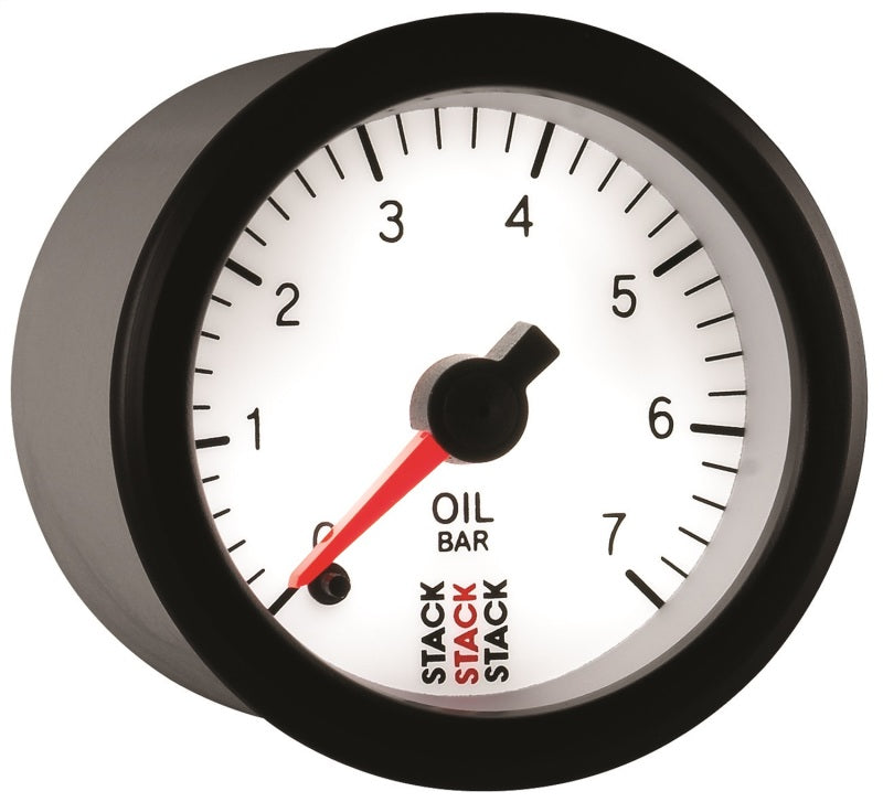 Autometer Stack 52mm 0-7 Bar M10 Male Pro Stepper Motor Oil Pressure Gauge - White-thumbmail-2