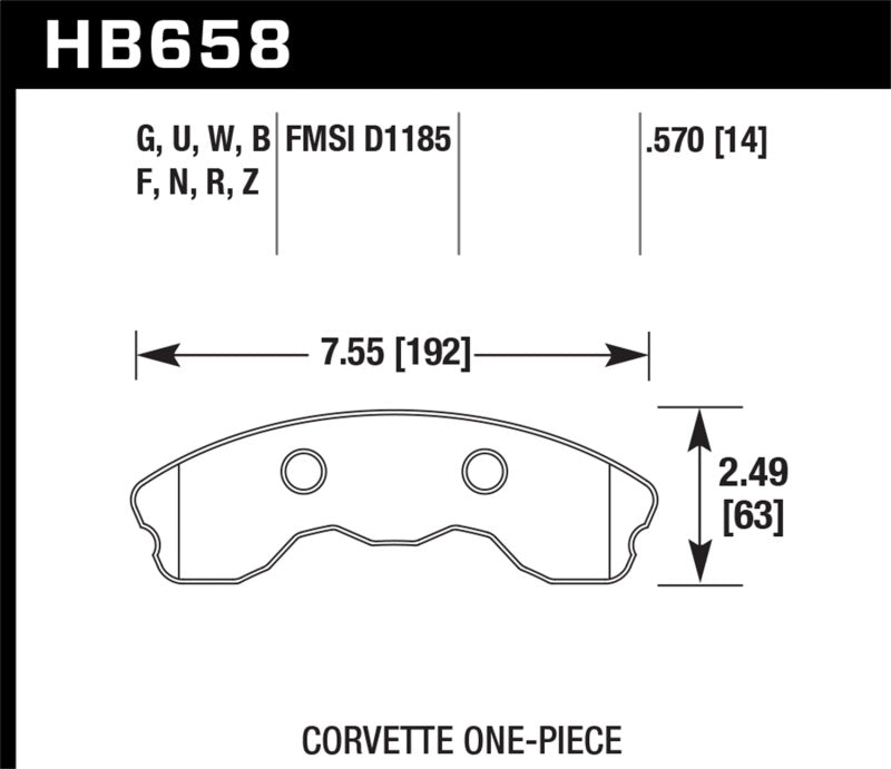 Hawk 06-13 Chevrolet Corvette Z06 DTC-60 Race Front Brake Pads (One Piece)-thumbmail-1