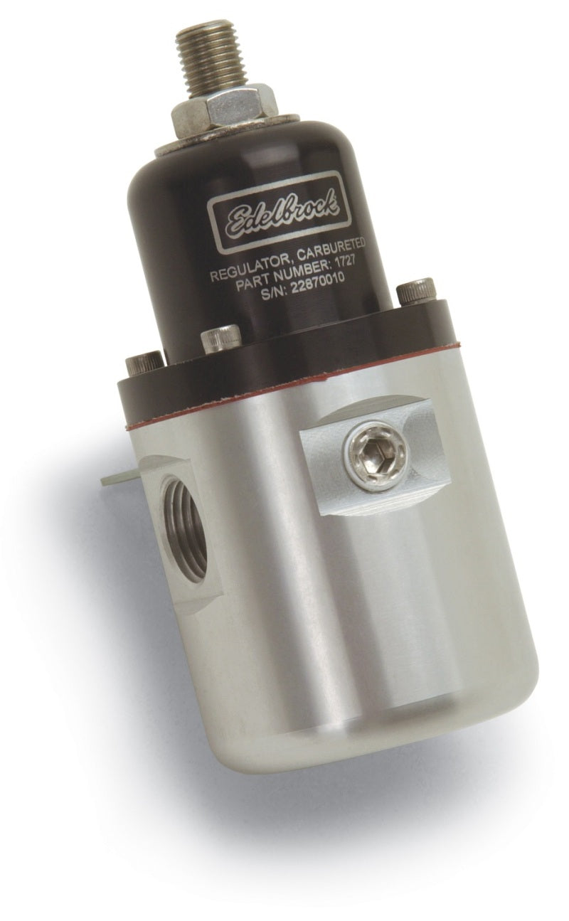 Edelbrock Fuel Pressure Regulator Carbureted 180 GPH 5-10 PSI -10 In/Out -6 Return Red/Clear-thumbmail-1