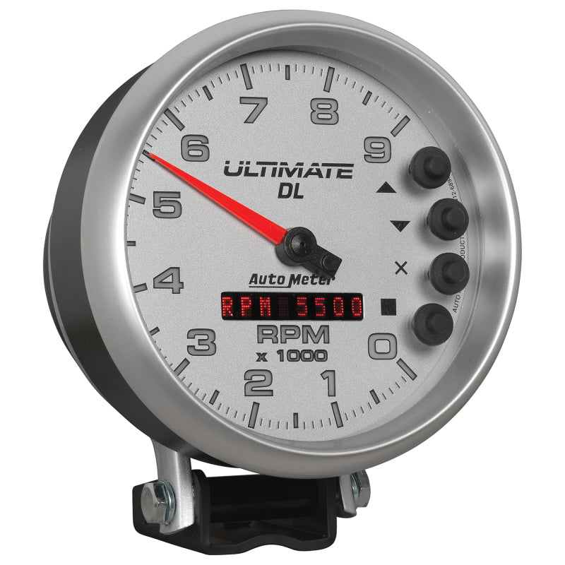 AutoMeter Gauge Tach 5in. 9K RPM Pedestal Datalogging Ultimate Dl Playback Silver-thumbmail-5