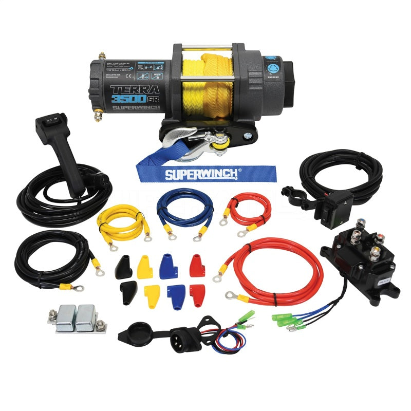 Superwinch 3500 LBS 12V DC 7/32in x 32ft Synthetic Rope Terra 3500SR Winch - Gray Wrinkle-thumbmail-4