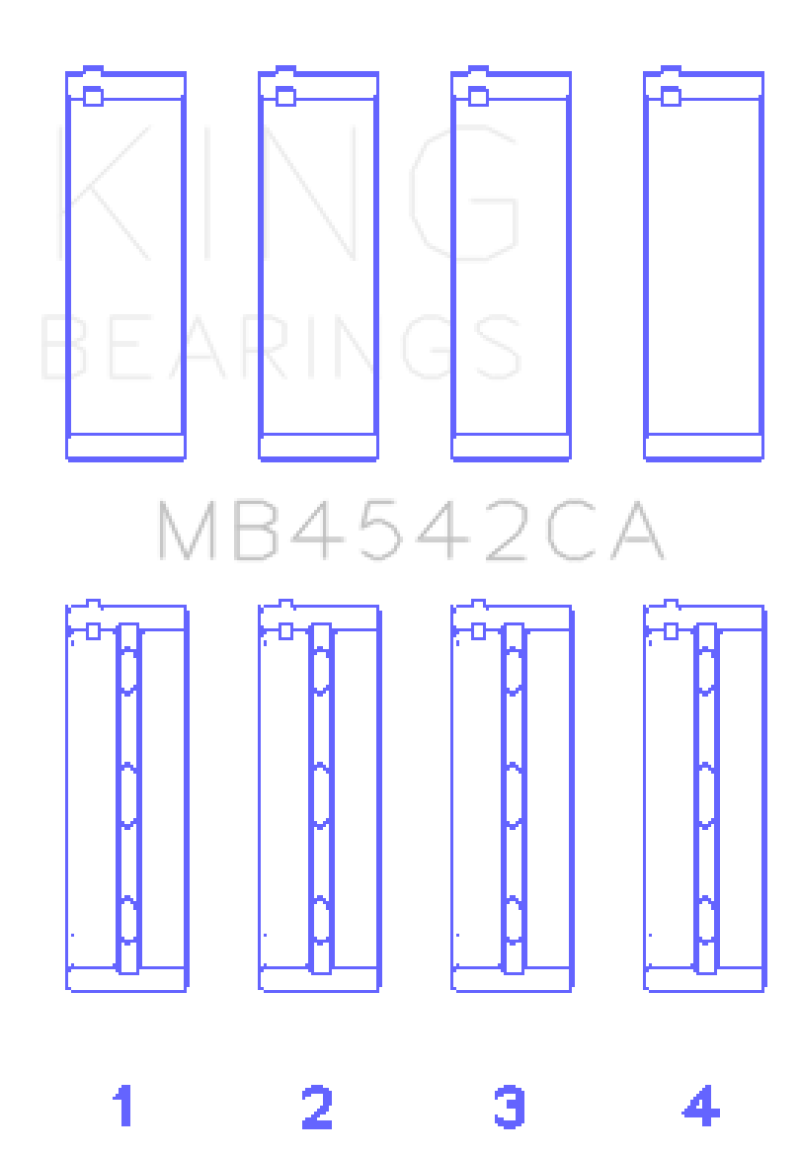 King Nissan VQ20DE, VQ25DD, VQ30DE/DD/DET, VQ35DE (Size Standard) Crankshaft Main Bearing (Set of 4)-thumbmail-2