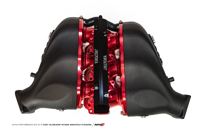 AMS Performance Nissan GT-R Alpha Cast Plenum/Billet Intake Manifold w/Secondary Fuel Rail - Blue-thumbmail-1