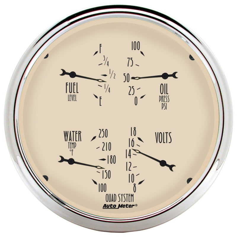 Autometer 5 inch Antique Beige 2 Piece Gauge Kit - Quad & Speedometer-thumbmail-2