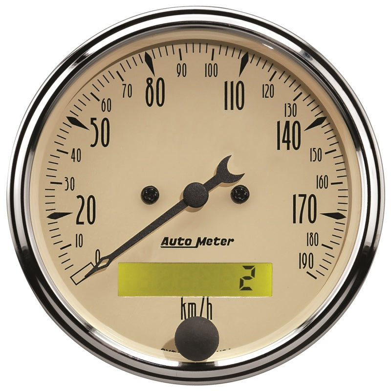 Autometer 3-1/8in 0-190km/h Antique Beige Elec. Programmable Speedometer-thumbmail-1