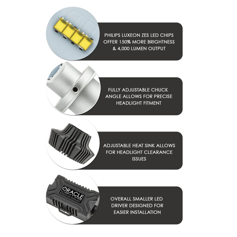 Oracle 9005 4000 Lumen LED Headlight Bulbs (Pair) - 6000K-thumbmail-4