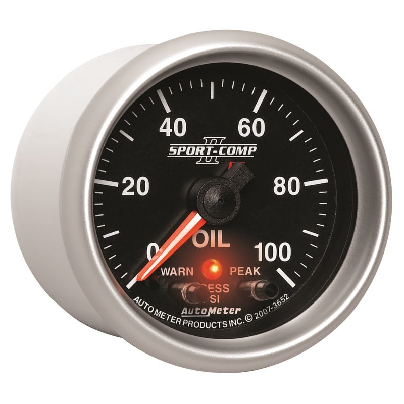 Autometer Sport-Comp II 52.4mm 0-100 PSI Oil Pressure Peak & Warn w/ Electronic Control Gauge-thumbmail-4