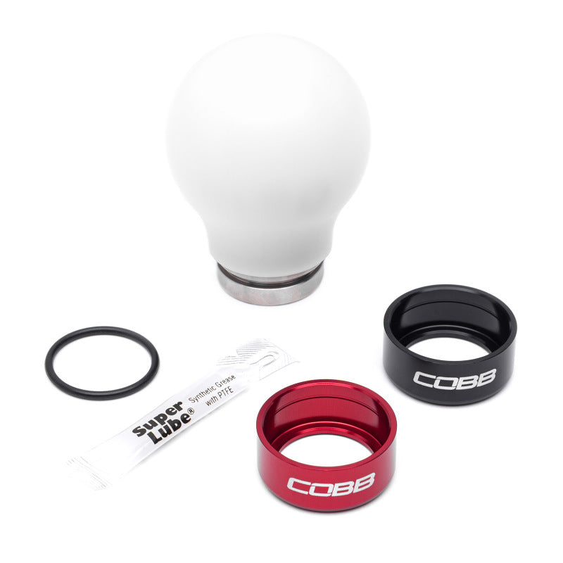 Cobb Subaru 6-Speed Weighted COBB Shift Knob - White (Incl. Both Red + Blk Collars)-thumbmail-3