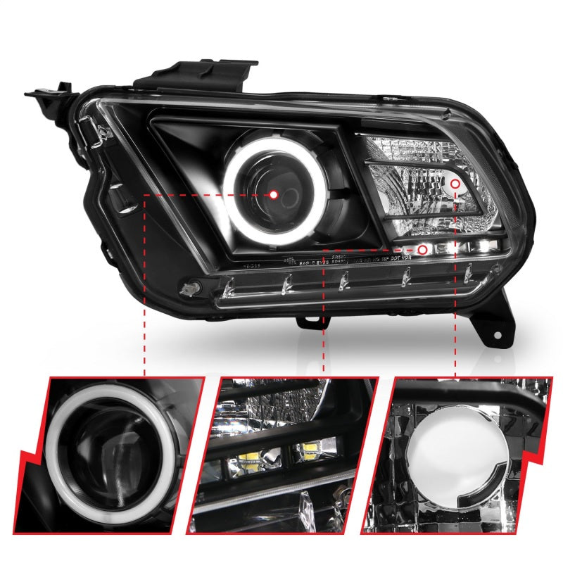 ANZO 2010-2014 Ford Mustang Projector Headlights w/ Halo Black (CCFL)-thumbmail-8