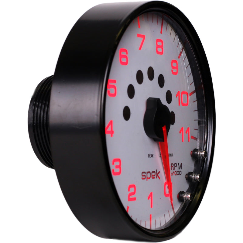 Autometer Spek-Pro Gauge Tachometer 5in 11K Rpm W/Shift Light & Peak Mem White/Black-thumbmail-2
