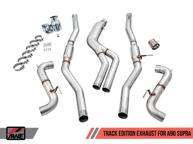 AWE Tuning 2020 Toyota Supra A90 Track Edition Exhaust - 5in Chrome Silver Tips-thumbmail-4