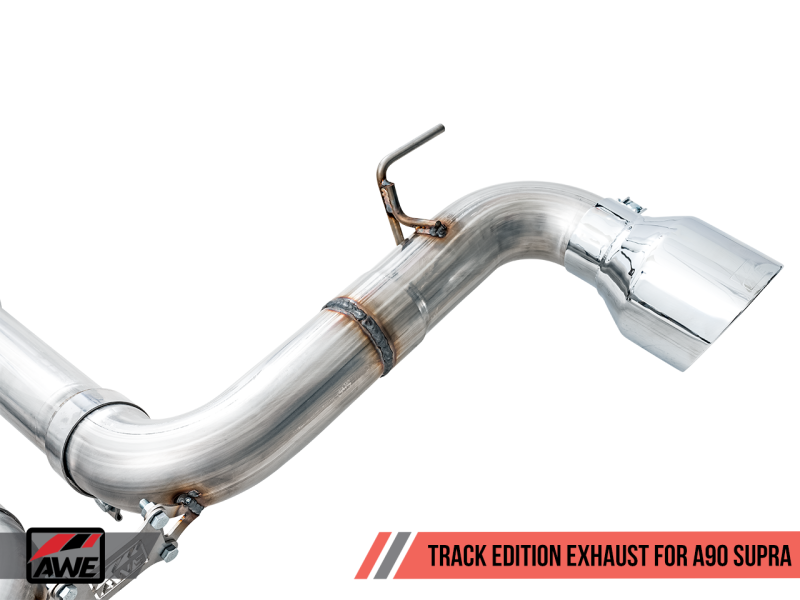 AWE Tuning 2020 Toyota Supra A90 Track Edition Exhaust - 5in Chrome Silver Tips-thumbmail-5
