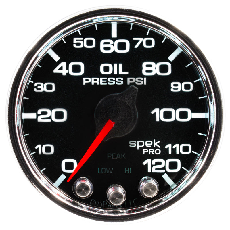 Autometer Spek-Pro Gauge Oil Press 2 1/16in 120psi Stepper Motor W/Peak & Warn Blk/Chrm-thumbmail-2