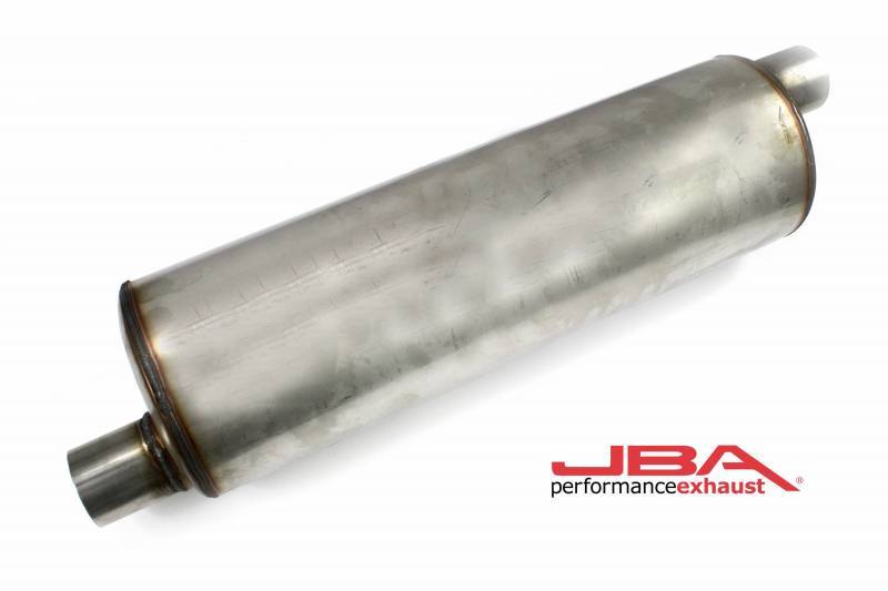 JBA Universal Chambered 304SS Muffler 22in x 7in Round 2.5in Offset/Offset-thumbmail-2