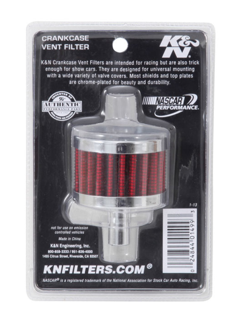 K&N Steel Base Chrome Top Crankcase Vent Filter 1/2in. Vent / 2in. OD / 1-1/2in. Height-thumbmail-7