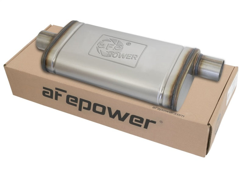 aFe MACHForce XP SS Muffler 2.5in Center Inlet / 2.5in Offset Outlet 18in L x 9in W x4in H Body-thumbmail-1