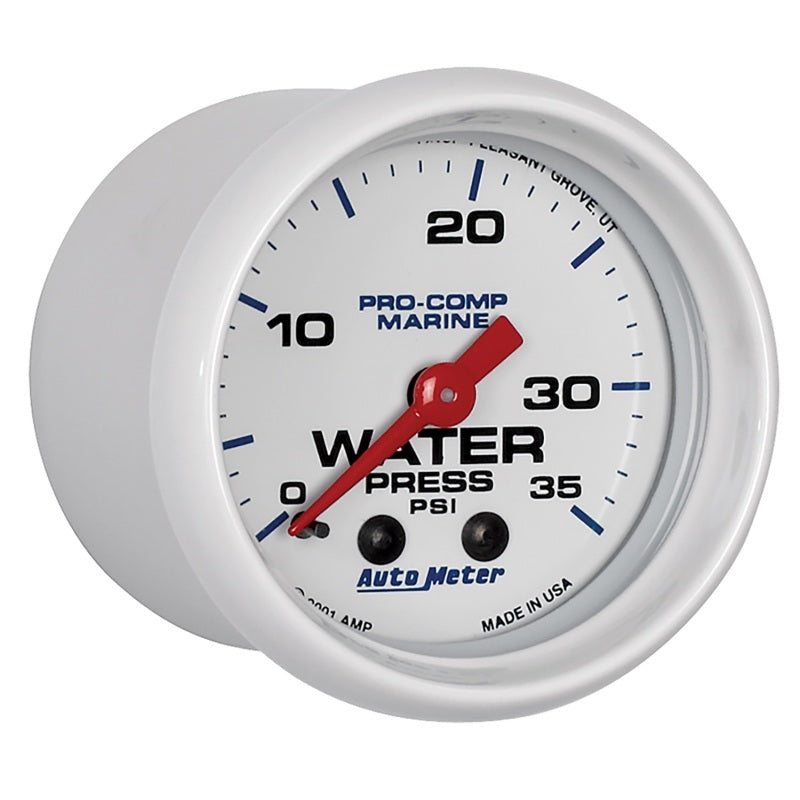 Autometer Marine White 2-1/16in 35 PSI Mechanical Water Pressure Gauge-thumbmail-3