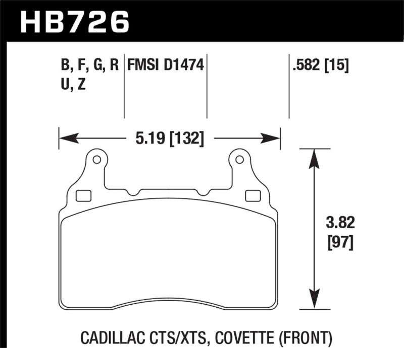 Hawk 2014 Chevrolet Corvette PC Front Brake Pads-thumbmail-1