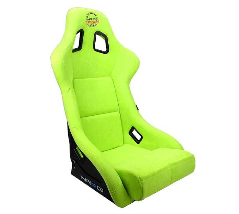 NRG FRP Bucket Seat PRISMA Edition - Large (Neon Green Alcantara/  Pearlized Back)-thumbmail-3