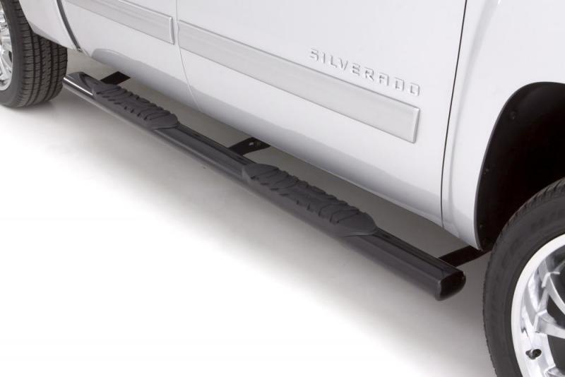 Lund 15-17 Chevy Colorado Crew Cab 5in. Oval Straight Steel Nerf Bars - Black-thumbmail-2