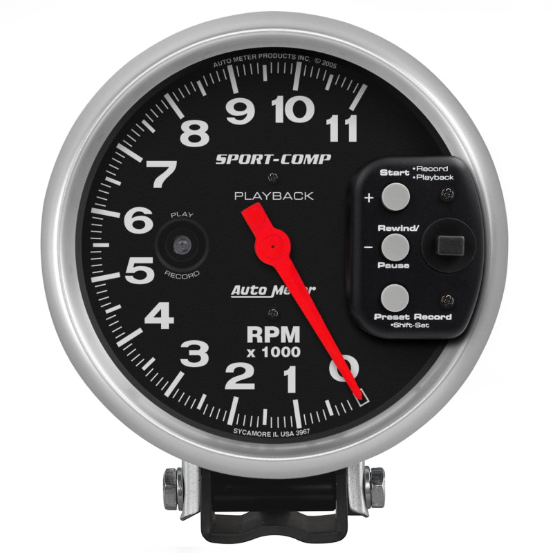 Autometer Sport-Comp Tachometer 5in 11K RPM Pedestal with RPM playback-thumbmail-1