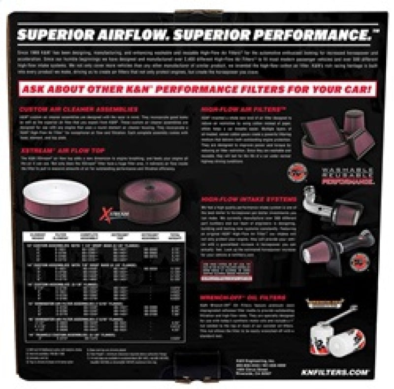 K&N 14in Red Custom Air Cleaner Assembly - 5.125in ID x 14in OD x 2.75in H x 1.25in Drop Base-thumbmail-4