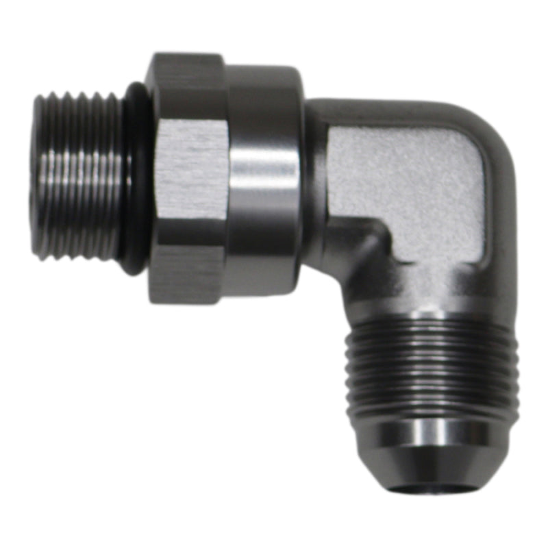 DeatschWerks 8AN ORB Male Swivel to 8AN Male Flare 90-Degree Fitting - Anodized DW Titanium-thumbmail-1