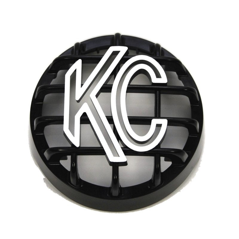 KC HiLiTES 4in. Round ABS Stone Guard for Rally 400 (Single) - Black w/White KC Logo-thumbmail-2