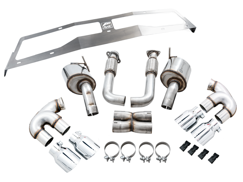 AWE Tuning 2020 Chevrolet Corvette (C8) Touring Edition Exhaust - Quad Chrome Silver Tips-thumbmail-8