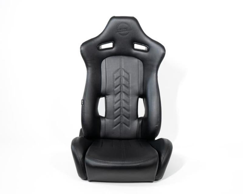 NRG Reclinable Sport Seats (Pair) The Arrow Black Vinyl w/ Pressed NRG logo w/ Black Stitch-thumbmail-1