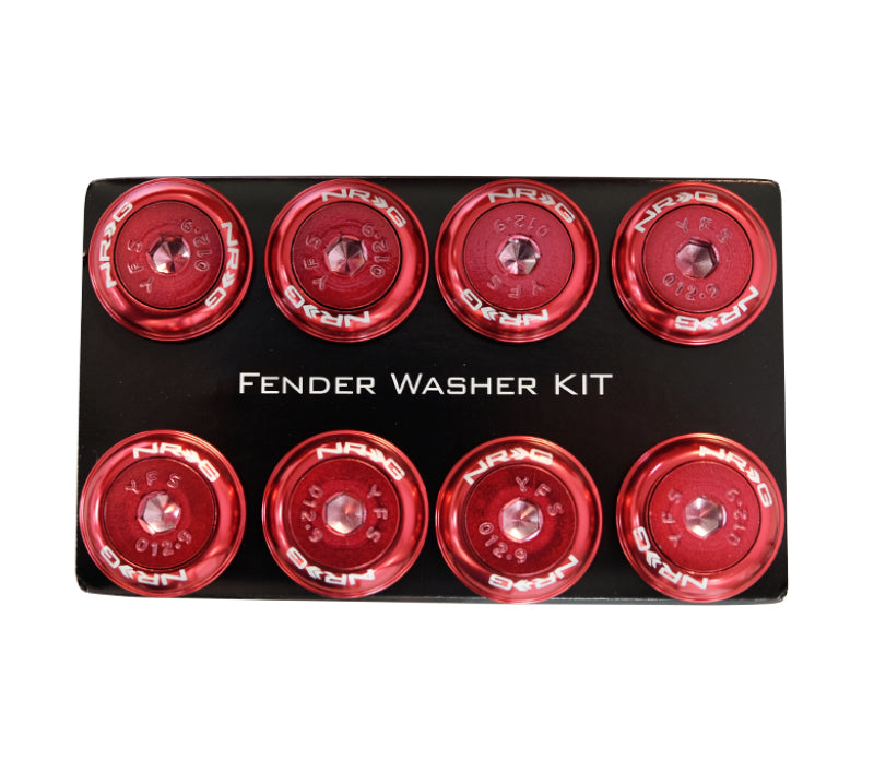NRG Fender Washer Kit w/Color Matched M8 Bolt Rivets For Plastic (Red) - Set of 8-thumbmail-2