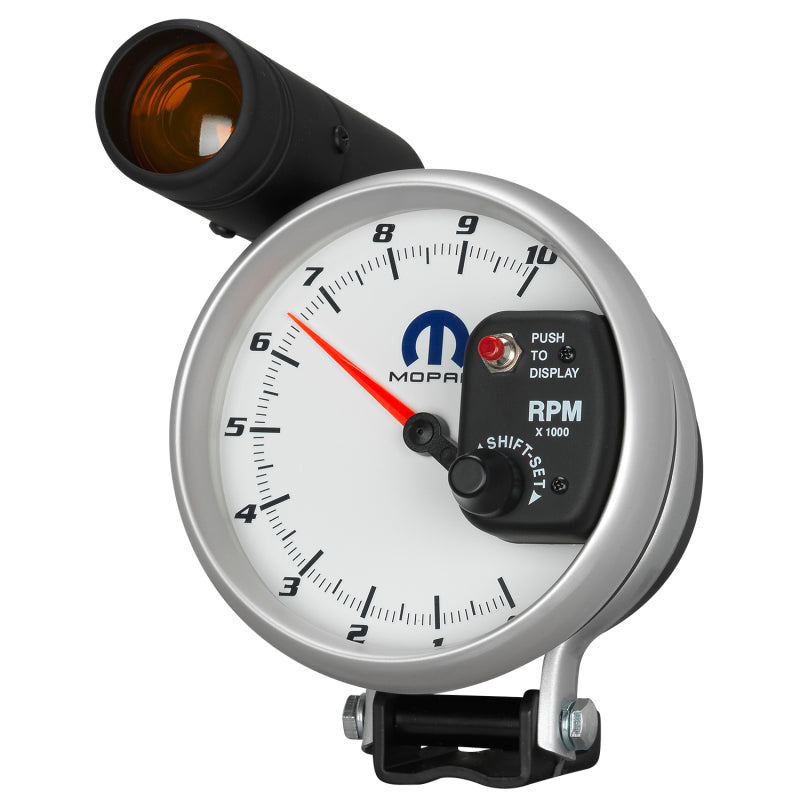 Autometer Mopar 5in / 10k RPM / Pedestal Mount White Tachometer w/ Shift Light-thumbmail-3