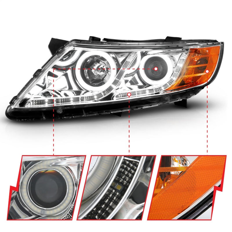 ANZO 2011-2013 Kia Optima Projector Headlights w/ Halo Chrome (CCFL)-thumbmail-6